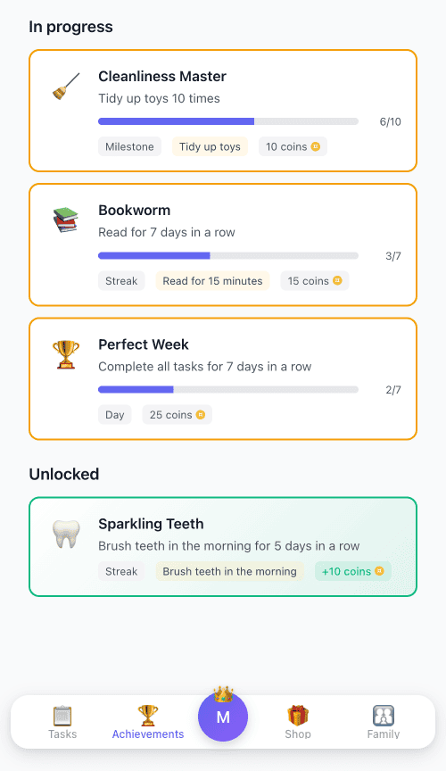 Achievement progress