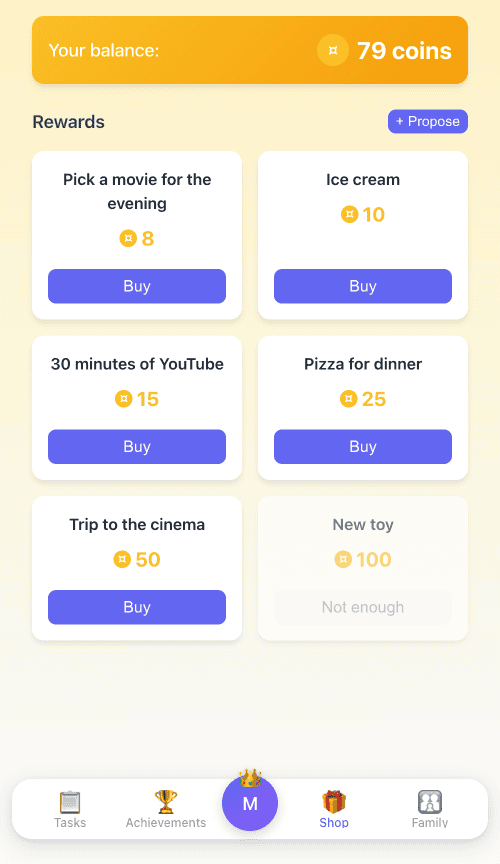 Reward shop in TaskStars